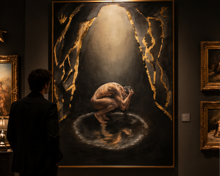 The Weight of Being Seen | Figurative Art Print | Original