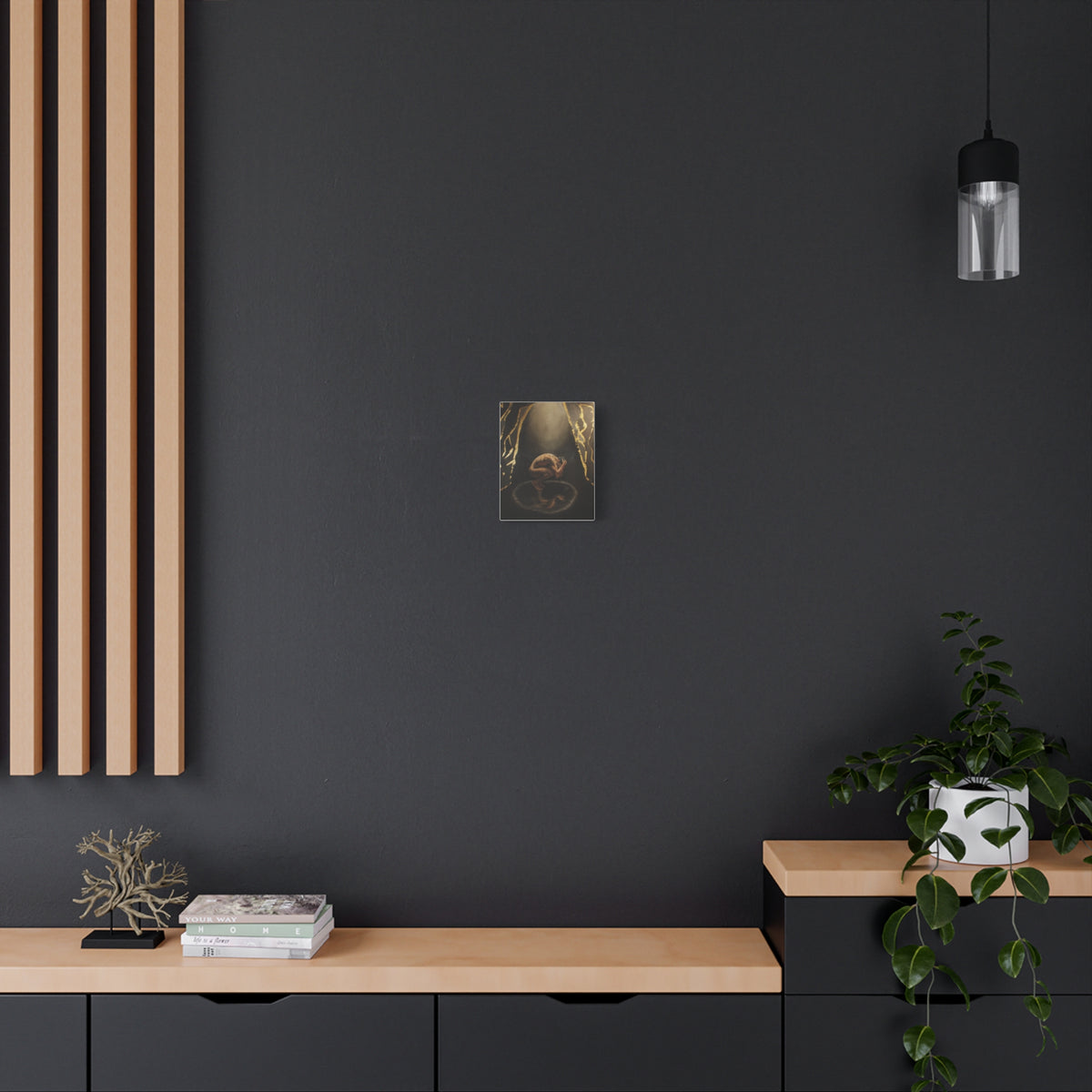 "The Weight Of Being Seen" Figurative Art Print with Gold Accents — Moody Wall Art on Paper or Canvas