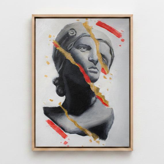 Greek statue painting in frame mockup
