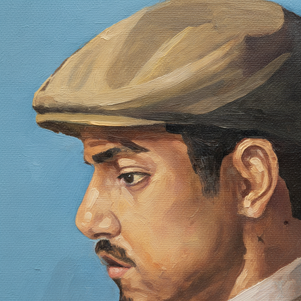 The Quiet Gentleman | Vintage Portrait Print | Classic Men's Wall Art | Moody Blue Decor | Traditional Oil Painting Style PRINT
